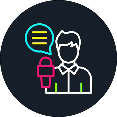 News Reporter Line Multi Color Iconのイラスト素材