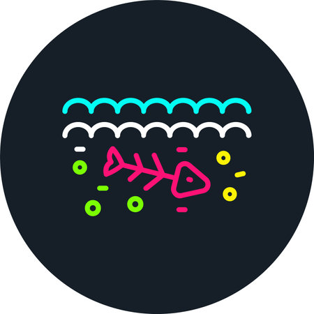 Dead Fish Line Multi Color Iconのイラスト素材