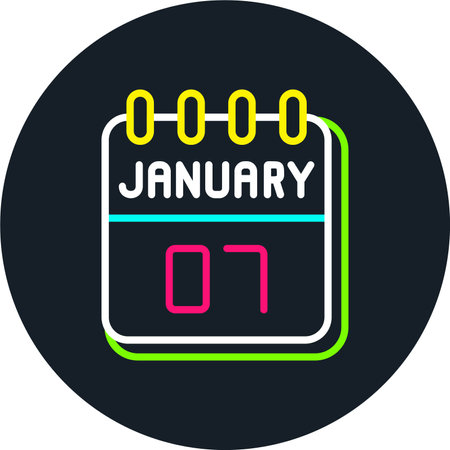 7  January Line Multi Color Iconのイラスト素材