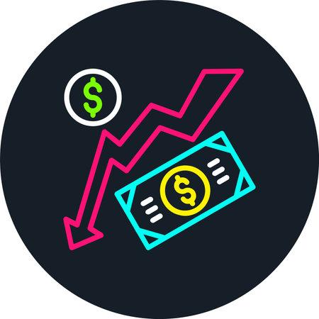 Devaluation Line Multi Color Iconのイラスト素材