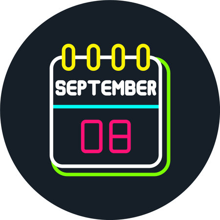 8  September Line Multi Color Iconのイラスト素材