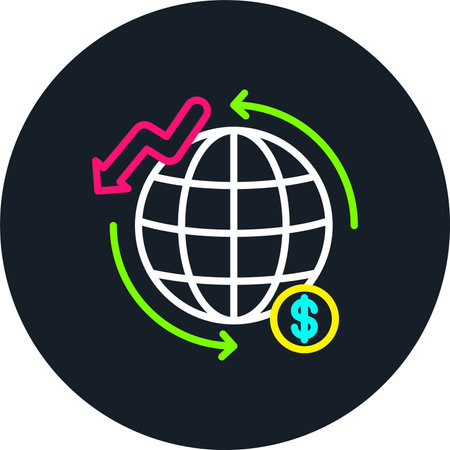 Global Economy Line Multi Color Iconのイラスト素材