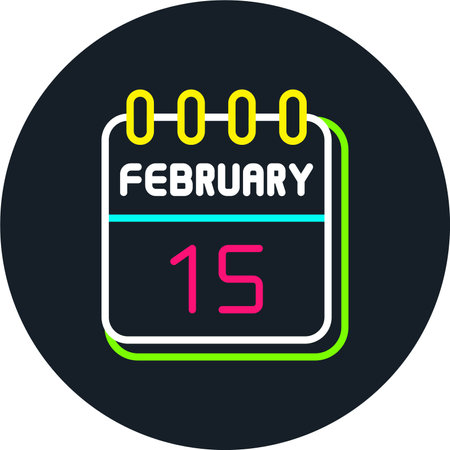 15  February Line Multi Color Iconのイラスト素材