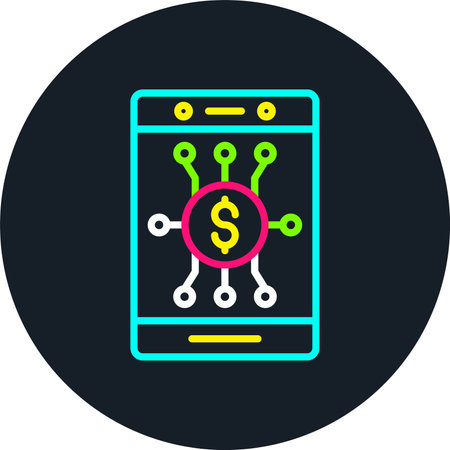 Digital Money Line Multi Color Iconのイラスト素材