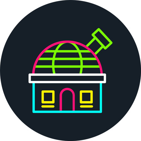 Observatory Line Multi Color Iconのイラスト素材