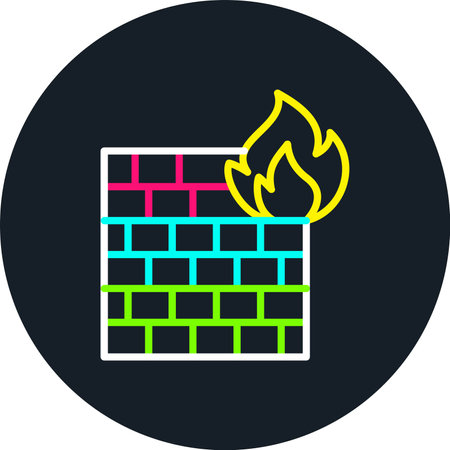 Firewall Line Multi Color Iconのイラスト素材