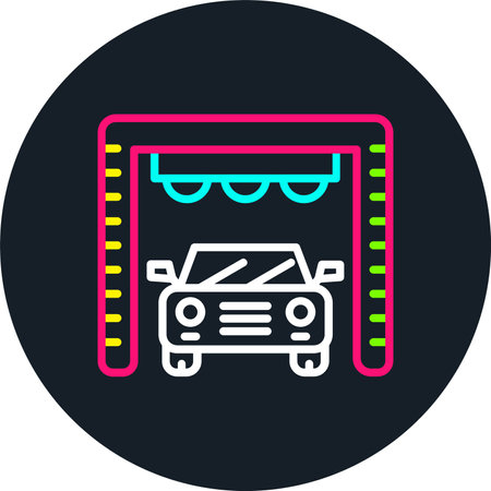 Car Wash Line Multi Color Iconのイラスト素材