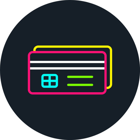 Credit Card Line Multi Color Iconのイラスト素材