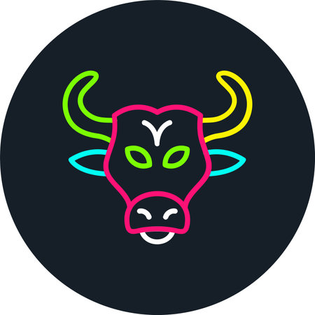 Bull Line Multi Color Iconのイラスト素材