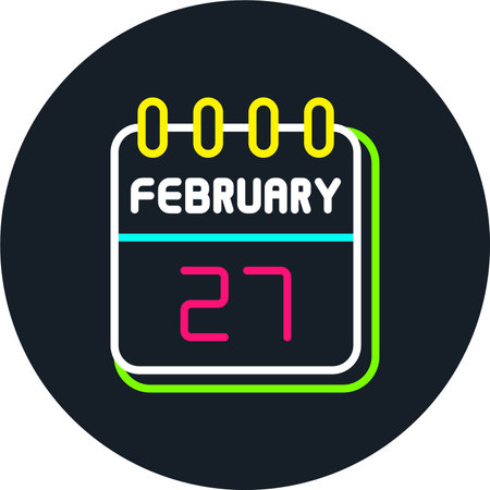 27  February Line Multi Color Iconのイラスト素材