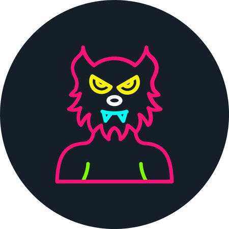 Werewolf Line Multi Color Iconのイラスト素材