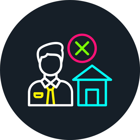 No Home Line Multi Color Iconのイラスト素材