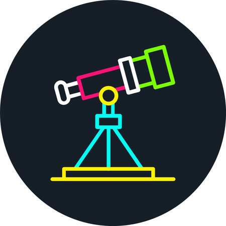 Telescope Line Multi Color Iconのイラスト素材