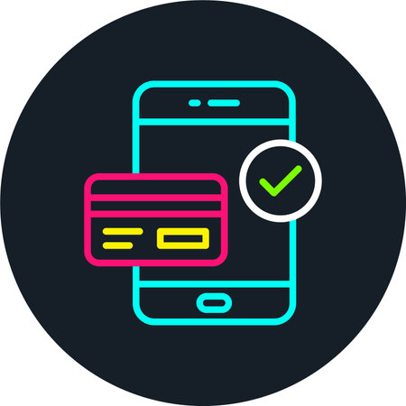 Mobile banking Line Multi Color Iconのイラスト素材
