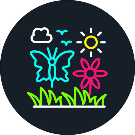 Butterfly Line Multi Color Iconのイラスト素材