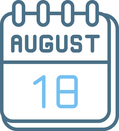 18  August Line Two Color Iconのイラスト素材