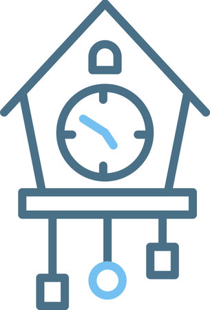 Cuckoo Clock Line Two Color Iconのイラスト素材