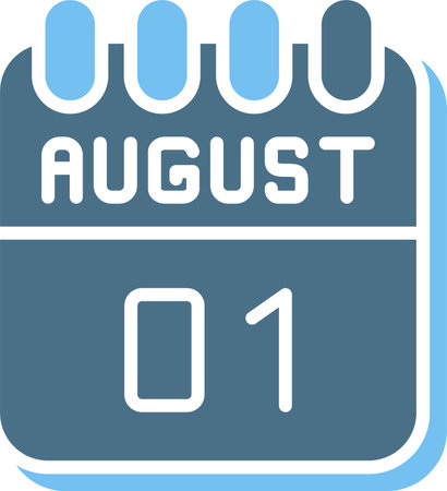 31  August Glyph Two Color Iconのイラスト素材