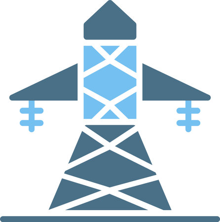 Electric Tower Glyph Two Color Iconのイラスト素材