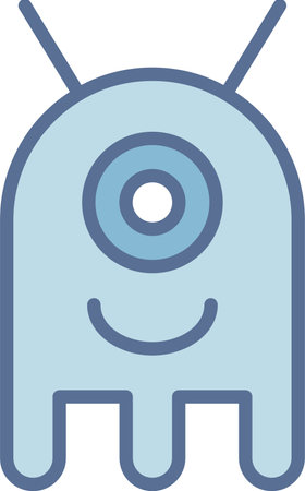 Extraterrestrial Filled Blue Icon Designのイラスト素材
