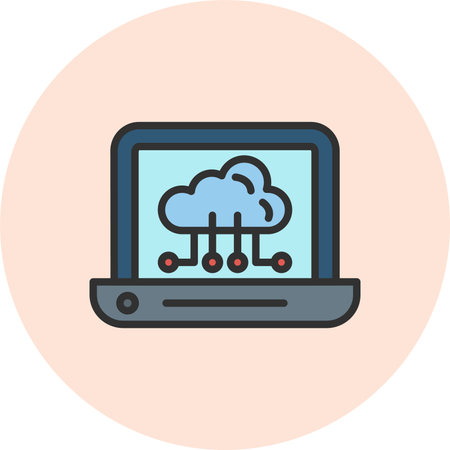 Cloud Computing Line Filled Circleのイラスト素材