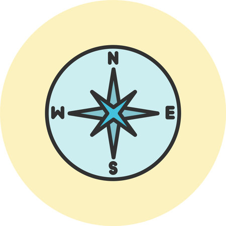 Compass Line Filled Circle