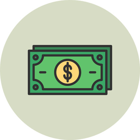 Dollar Note Line Filled Circle
