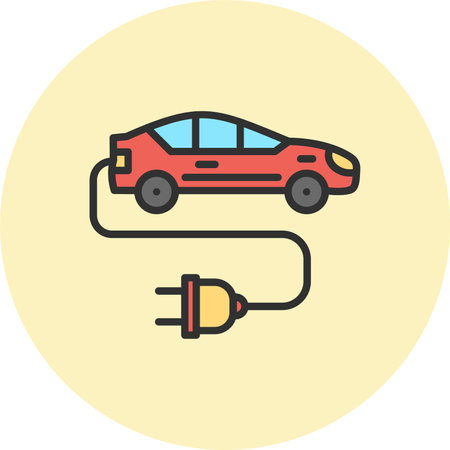 Electric Car Line Filled Circle