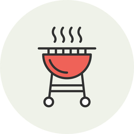 Barbecue Line Filled Circleのイラスト素材
