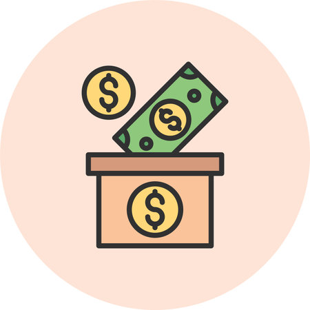 Money box Line Filled Circleのイラスト素材