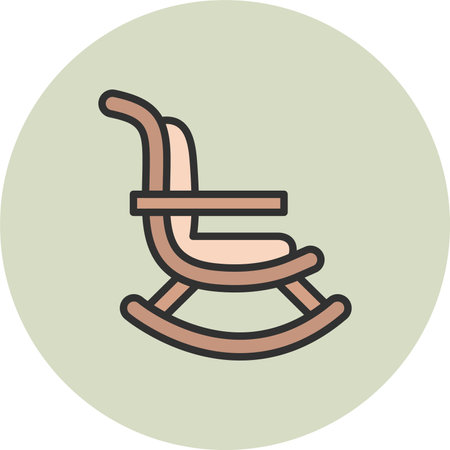 Rocking Chair Line Filled Circleのイラスト素材