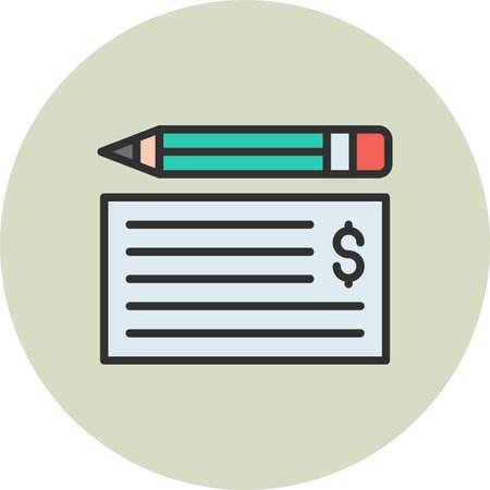 Bank Check Line Filled Circleのイラスト素材