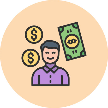 Rich man Line Filled Circleのイラスト素材