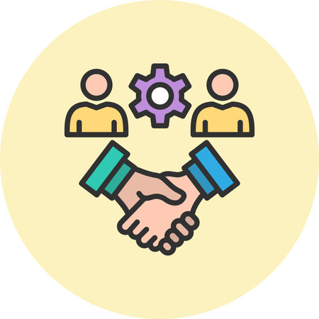 Customer relationship manage Line Filled Circleのイラスト素材