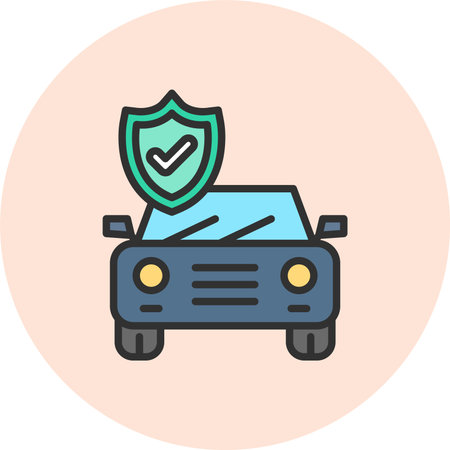 Car Insurance Line Filled Circleのイラスト素材