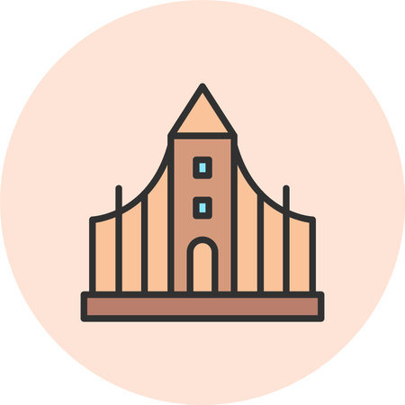 Hallgrimskirkja Line Filled Circleのイラスト素材