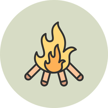 Bonfire Line Filled Circleのイラスト素材
