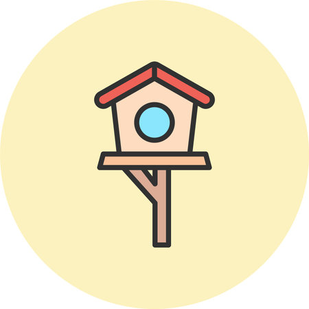 Bird House Line Filled Circleのイラスト素材