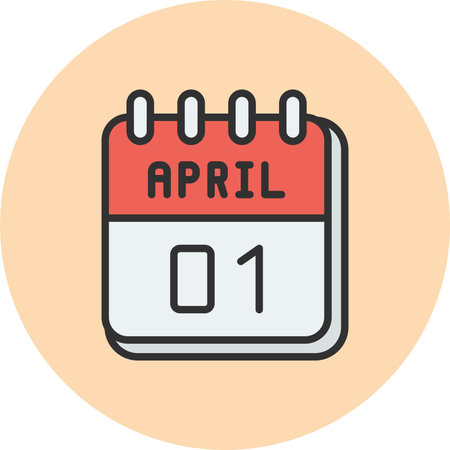 31  April Line Filled Circleのイラスト素材