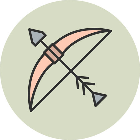 Bow And Arrow Line Filled Circle