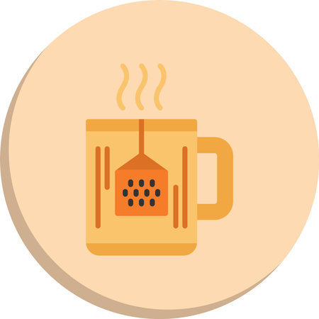 Hot Tea  Flat Circle Icon Designのイラスト素材