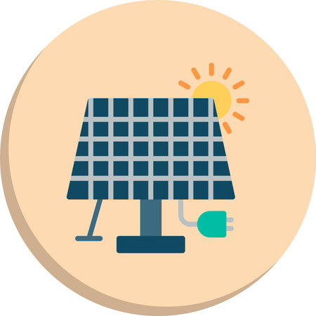 Solar Panel  Flat Circle Icon Designのイラスト素材