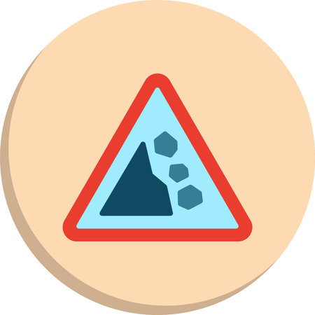 Falling Rocks  Flat Circle Icon Designのイラスト素材