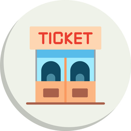Ticket Office  Flat Circle Icon Designのイラスト素材