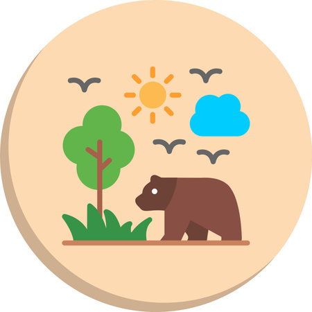 Wildlife  Flat Circle Icon Designのイラスト素材