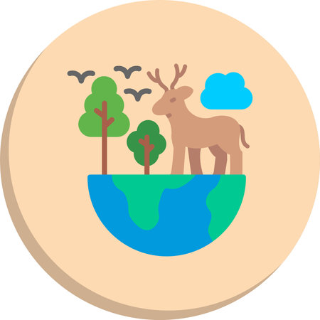 Earth  Flat Circle Icon Designのイラスト素材