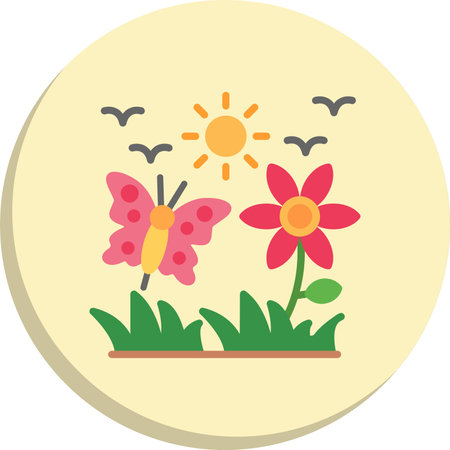 Summer  Flat Circle Icon Designのイラスト素材