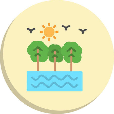 Nature  Flat Circle Icon Designのイラスト素材
