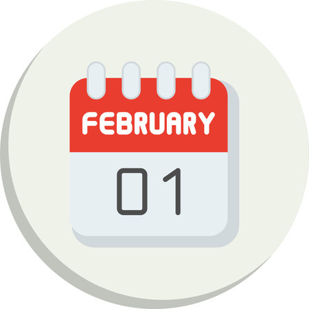 31  February Flat Circle Icon Designのイラスト素材