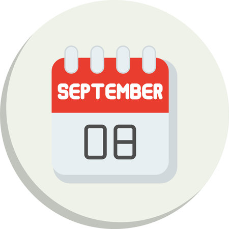 8  September Flat Circle Icon Designのイラスト素材